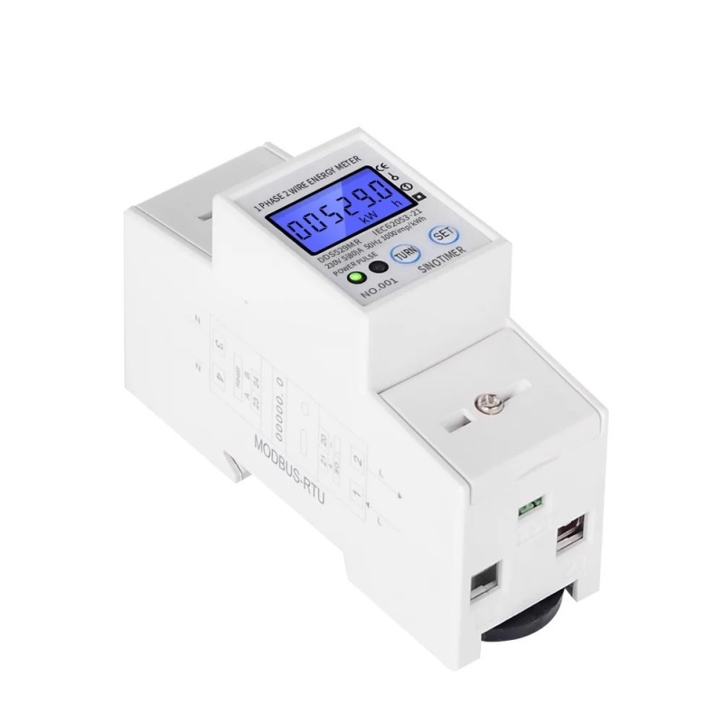 Medidor De Energia Modbus Rtu 1 Fase Riel Din 110v 50a Lcd