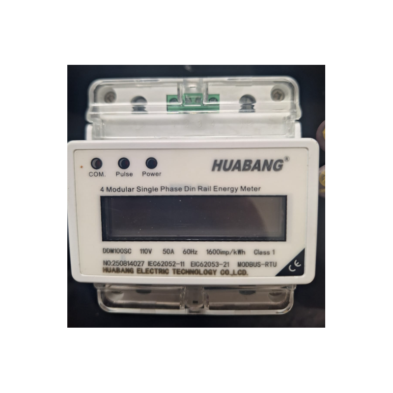 Medidor De Energia Modbus Rtu monofásico 2 hilos Riel Din 110V 50A LCD