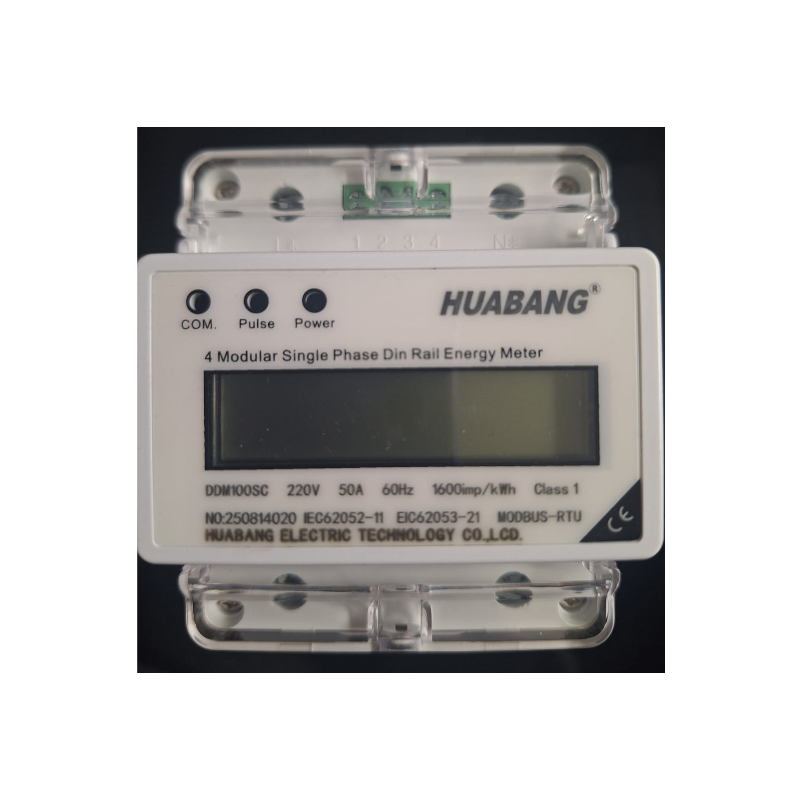 Medidor De Energia Modbus Rtu monofásico 2 hilos Riel Din 220V 50A LCD